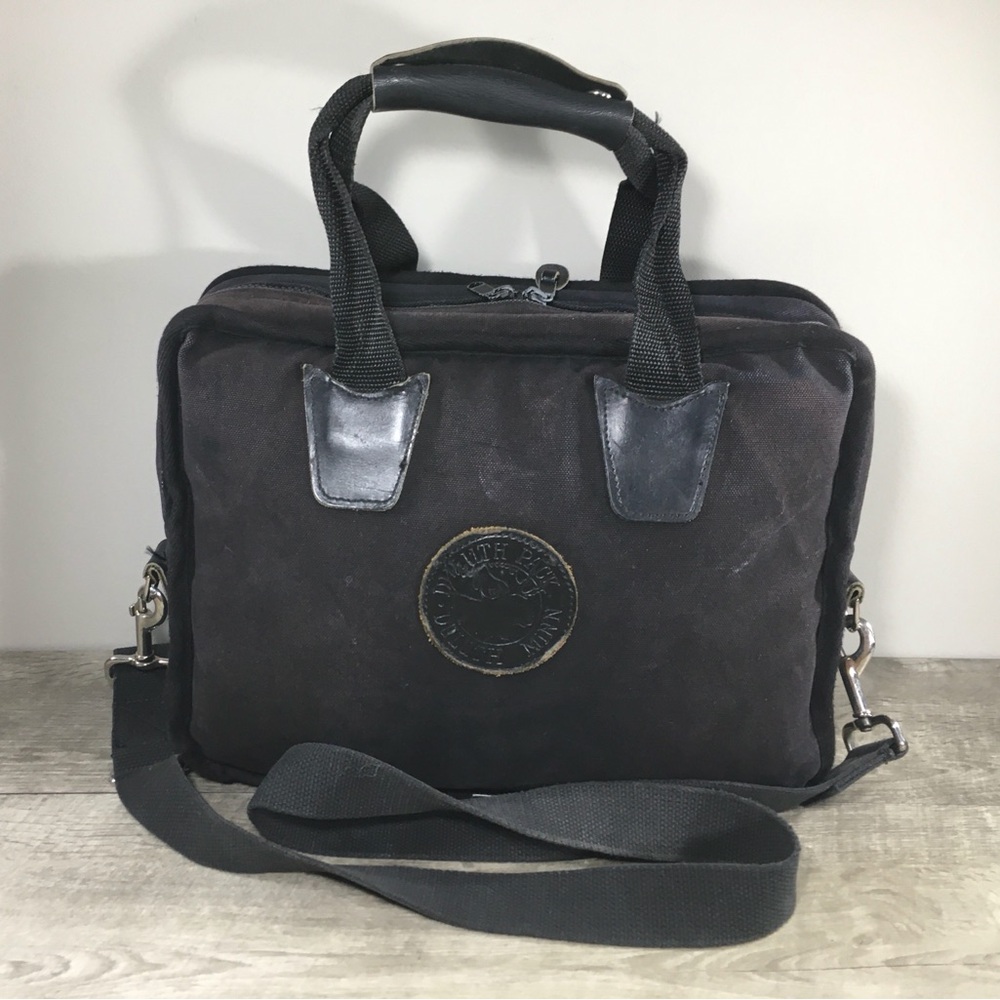 Duluth Pack Safari Briefcase Black Canvas & Leather Bag Business Everyday Travel